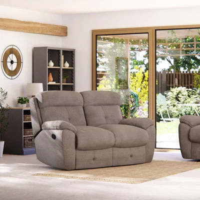 Dunelm Abbotsbury 2 Seater Manual Recliner Sofa Honeycomb Chenille Latte