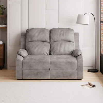 Dunelm Parker Faux Leather Reclining 2 Seater Sofa Grey