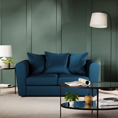 Dunelm Blake Curved Arm Opulent Velvet 2 Seater Sofa Opulent Velvet Navy