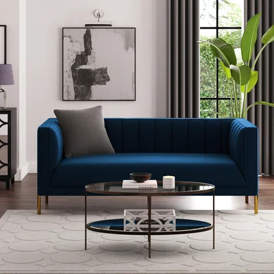 Dunelm Bellamy Luxe Velvet 2 Seater Sofa Luxe Navy
