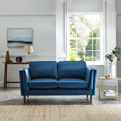 Dunelm Anton Opulent Velvet 2 Seater Sofa Navy Blue