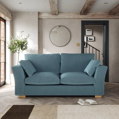 Dunelm Blakeney 2 Seater Sofa Cosy Velvet Pacific