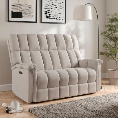 Dunelm Spencer Chenille Power Recliner 2 Seater Sofa, Natural Natural