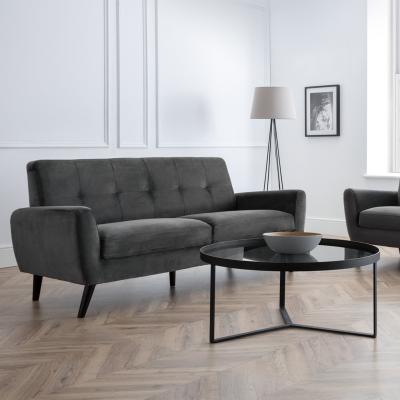 Dunelm Monza Velvet Small 2 Seater Sofa Dark Grey