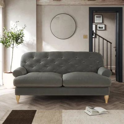 Dunelm Canterbury 2 Seater Sofa Cosy Velvet Grey