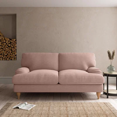 Dunelm Darwin Luxury Velvet 2 Seater Sofa Luxury Velvet Peach Blush