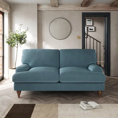 Dunelm Darwin Large 2 Seater Sofa Cosy Velvet Pacific