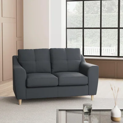 Dunelm Baxter Kalman Navy Faux Leather 2 Seater Sofa Navy