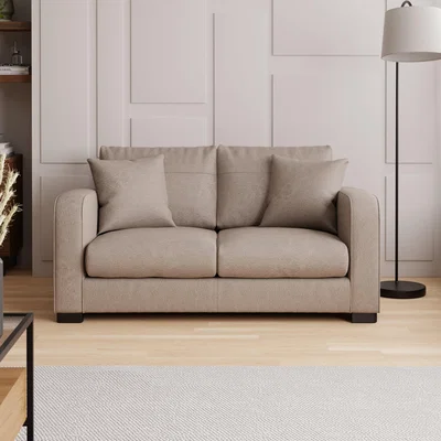 Dunelm Carson Faux Leather 2 Seater Sofa Mink