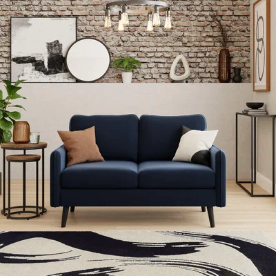 Dunelm Milton Velvet 2 Seater Sofa in a Box Navy Blue