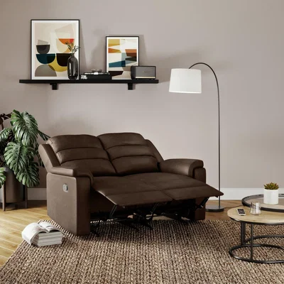 Dunelm Taylor Faux Suede Manual Recliner 2 Seater Sofa, Pinecone Pinecone