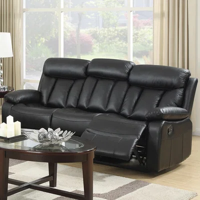 Dunelm Merrion Faux Leather 3 Seater Manual Recliner Sofa Black
