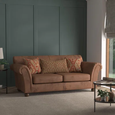 Dunelm Angus Faux Leather Combo 2 Seater Sofa Brown