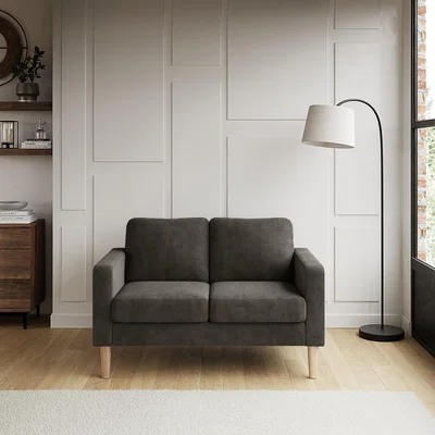 Dunelm Jacob Cord Compact 2 Seater Sofa Charcoal
