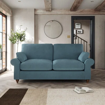 Dunelm Salisbury 2 Seater Sofa Cosy Velvet Pacific