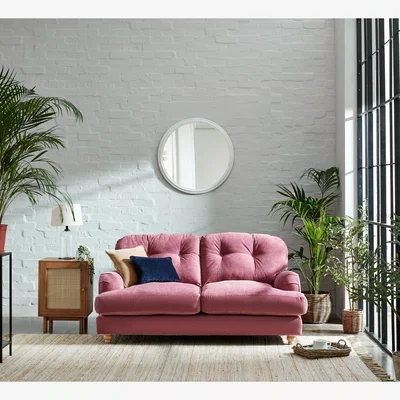 Dunelm Martha Vintage Chenille 2 Seater Sofa Berry (Pink)