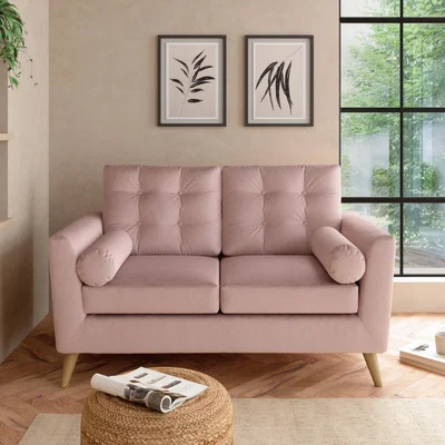 Dunelm Lewes Luxury Velvet 2 Seater Sofa Luxury Velvet Peach Blush