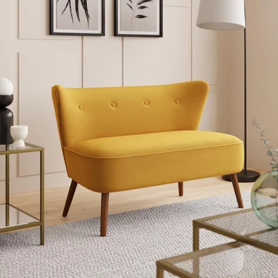 Dunelm Eliza Velvet 2 Seater Compact Sofa Old Gold