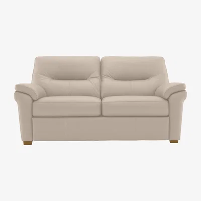 Furniture Village G Plan - Seattle 2.5 Seater Leather Sofa with Wooden Feet - Cambridge Stone Ok