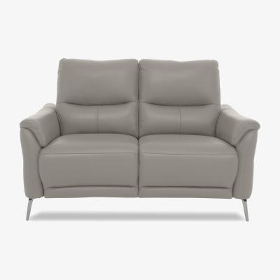 Furniture Village Daytona 2 Seater Leather Power Recliner Sofa with Bluetooth Speaker - New Grey