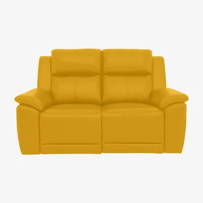 Furniture Village Utah 2 Seater Leather Power Recliner Sofa with Headrests and Power Lumbar - Giallo