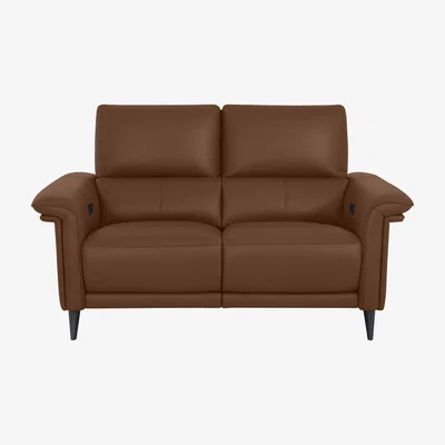 Furniture Village Domicil - Huxley 2 Seater Leather Power Recliner Sofa with Telescopic Headrests - NN Caramel