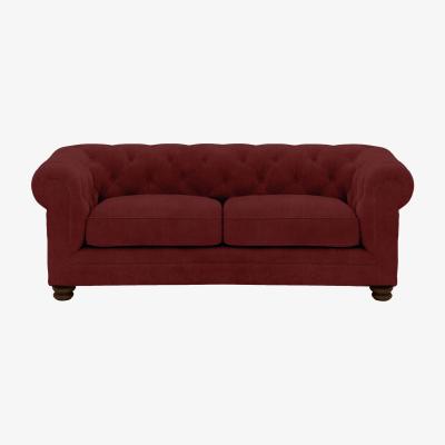 Furniture Village Alexander and James - Chesterfield Collection Hugo 2 Seater Fabric Sofa - Cranberry with Dark Feet