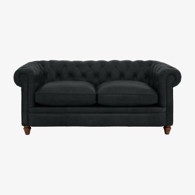 Furniture Village Alexander and James - Chesterfield Collection Ralph 2 Seater Leather Sofa - Indigo - Dark Feet