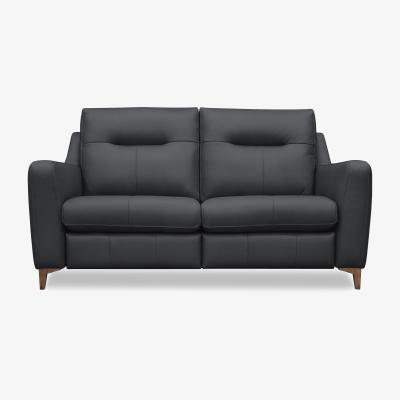 Furniture Village G Plan - Arlo 2 Seater Leather Sofa - No Recliner - Cambridge Pet Blue with Walnut Feet