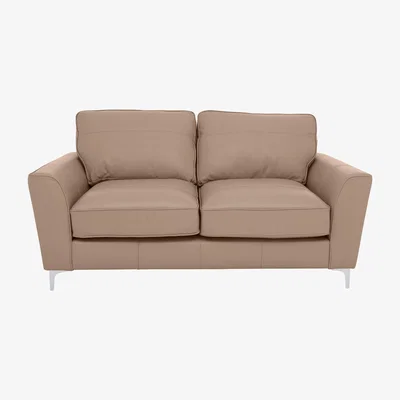 Furniture Village Legend Classic Back 2 Seater Leather Sofa - Verona Stone