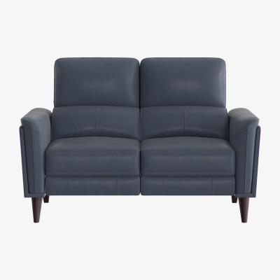 Furniture Village Compact Collection Klein 2 Seater BV Leather Power Recliner Sofa with Telescopic Headrests - BV Ocean Blue