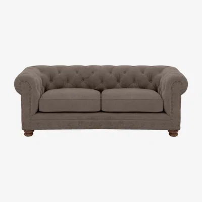 Furniture Village Alexander and James - Chesterfield Collection Hugo 2 Seater Fabric Sofa - Wicker with Studs - Dark Feet