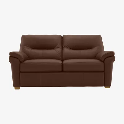 Furniture Village G Plan - Seattle 2.5 Seater Leather Sofa with Wooden Feet - Cambridge Conker
