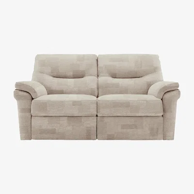 Furniture Village G Plan - Seattle 2 Seater Fabric Power Recliner Sofa with Power Lumbar - Checkers Putty