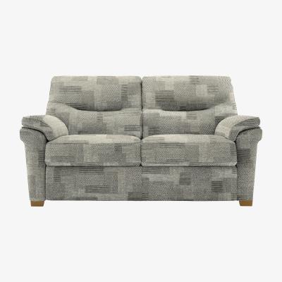 Furniture Village G Plan - Seattle 2 Seater Fabric Sofa with Wooden Feet - Checkers Smoke