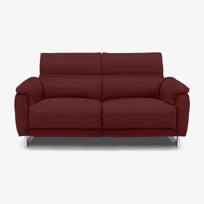 Furniture Village Moet 2 Seater Leather Power Recliner Sofa with Telescopic Headrests - Ruby