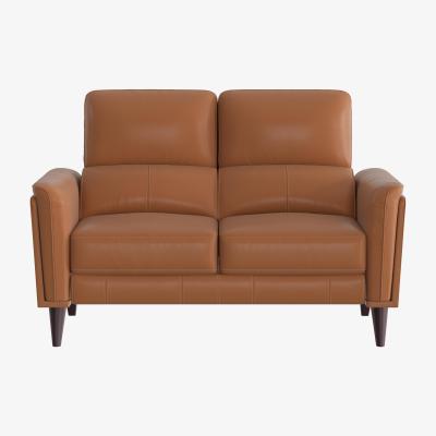 Furniture Village Compact Collection Klein 2 Seater NC Leather Sofa - Pecan Brown