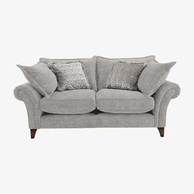 Furniture Village Boutique Splendour Fabric 2 Seater Sofa - Meridian Silver with Antique Feet