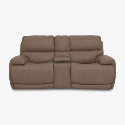 Furniture Village Rocco 2 Seater Fabric Power Rocker Sofa with Cup Holders and Headrests - Tobacco