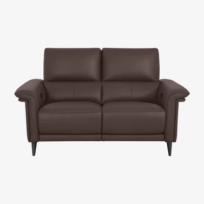Furniture Village Domicil - Huxley 2 Seater Leather Power Recliner Sofa with Telescopic Headrests - NN Cacao Brown