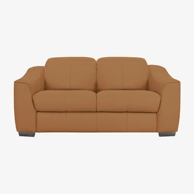Furniture Village Xavier 2 Seater BV Leather Sofa with Power Recliner - BV Honey Yellow