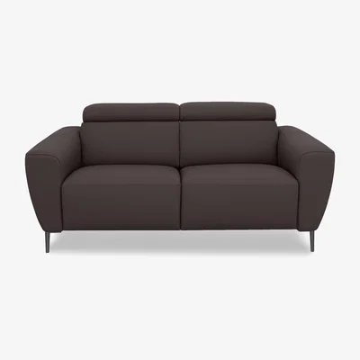 Furniture Village Nicoletti Italia - Milano 2 Seater Leather Power Recliner Sofa - Botera Testa Di Moro