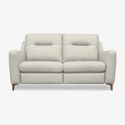 Furniture Village G Plan - Arlo 2 Seater Leather Sofa - No Recliner - Light Grey with Walnut Feet