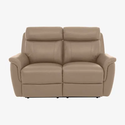 Furniture Village Orlando 2 Seater Leather Power Recliner Sofa with Power Headrests and Lumbar Support - Beige