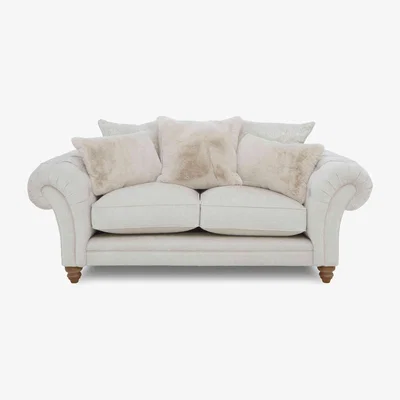 Furniture Village Boutique Collection - Blenheim 2 Seater Scatter Back Sofa with Oak Feet - Darwin Ivory
