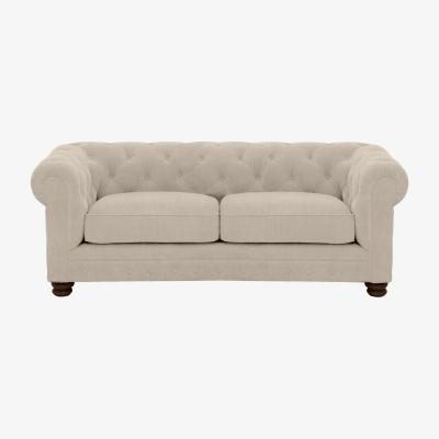 Furniture Village Alexander and James - Chesterfield Collection Hugo 2 Seater Fabric Sofa - Linen Ivory - Dark Feet