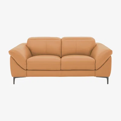 Furniture Village Galaxy 2 Seater Sofa with Manual Headrests - Yellow- World of Leather