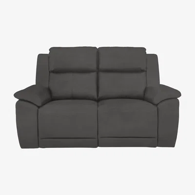Furniture Village Utah 2 Seater Fabric Power Recliner Sofa with Headrests and Power Lumbar - Velvet Grey