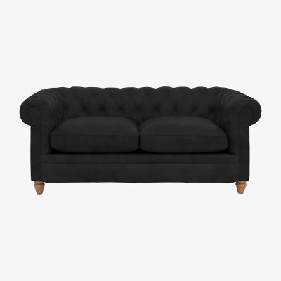 Furniture Village Alexander and James - Chesterfield Collection Ralph 2 Seater Fabric Sofa - Chocolate - Oak Feet