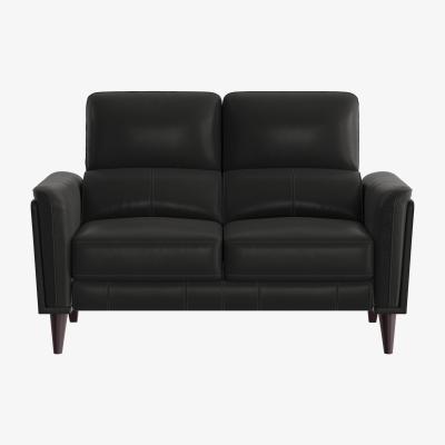 Furniture Village Compact Collection Klein 2 Seater BV Leather Sofa - Classic Black
